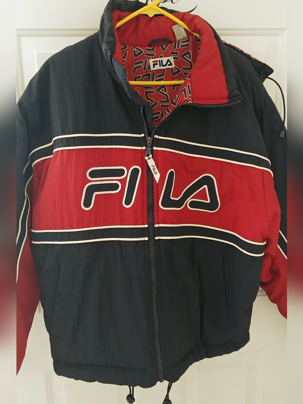 FILA Dark Blue & Red Zip-Up Puffer Jacket